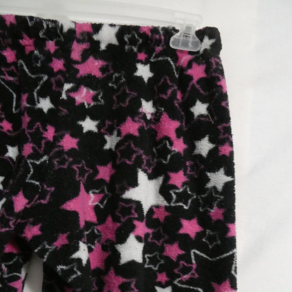 725 ORIGINALS | small | Black Fleece Pajama - Lounge Pants | Pink & White Stars - Picture 12 of 16